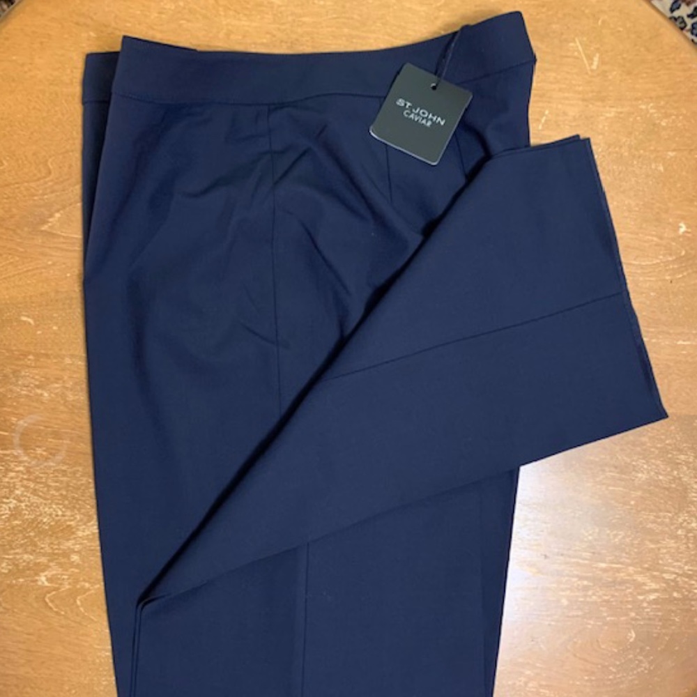 St. John Caviar NEW NAVY 14 Diana Trousers